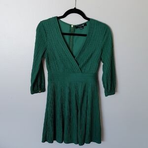 Forever 21 Emerald Green V-Neck Textured Wrap Dress